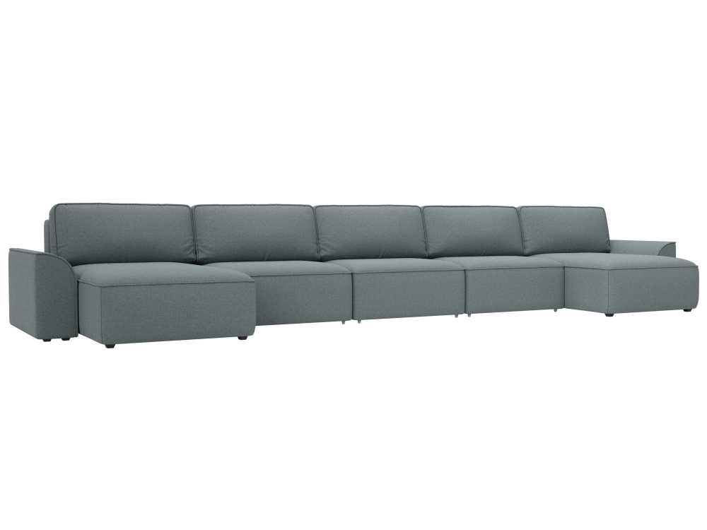 Диван П-образный Лига-048 НПБ МегаЛонг, Амур 07 серый, Рогожка, 128316