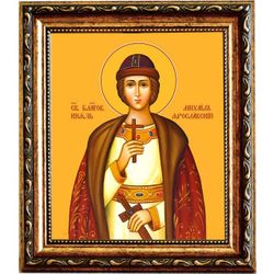 Михаил Феодорович Ярославский благоверный князь. Икона на холсте.