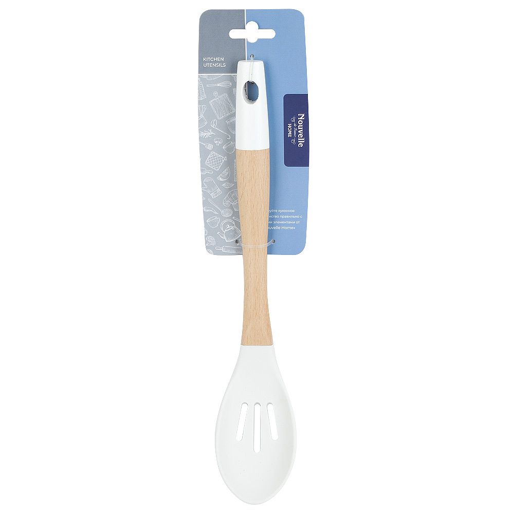 Ложка поварская с прорезями   32x6x2см (2 вида) (упаковочный пакет)