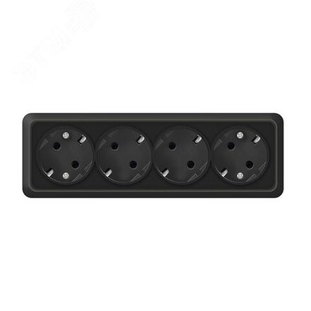 Розетка четырехместная UNIVersal  "Олимп" с/з, о/у, 16А, 220В, черная (1/60)