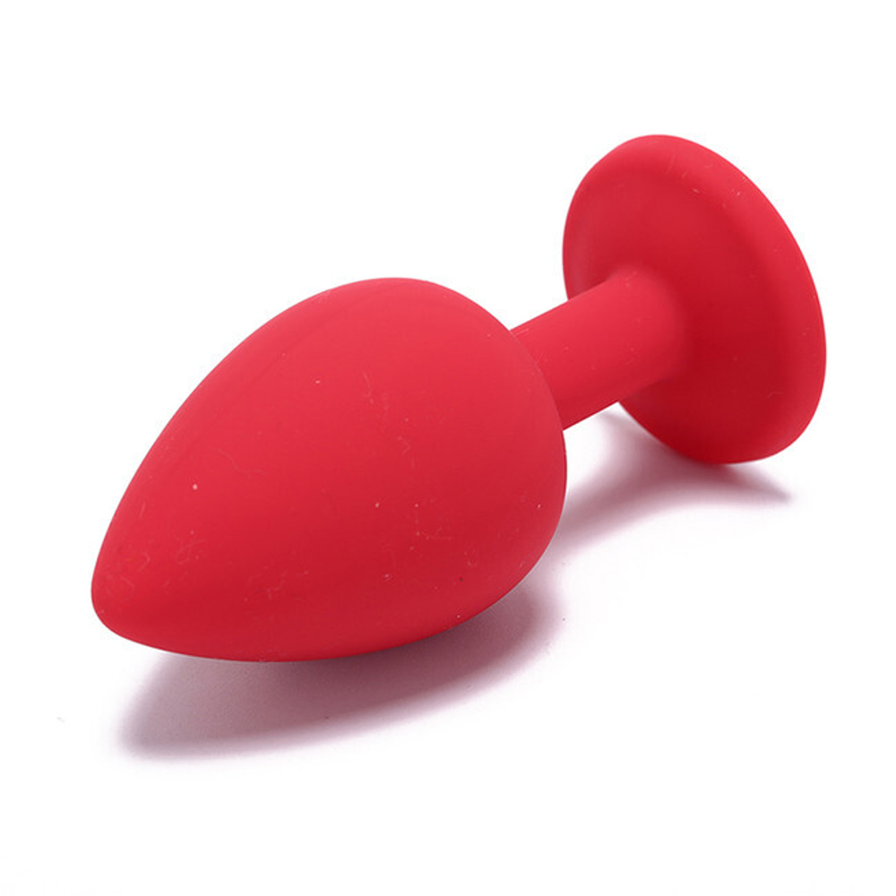 Средняя красная пробка с синим кристаллом ONJOY Silicone Collection (Цвет: красный с синим)