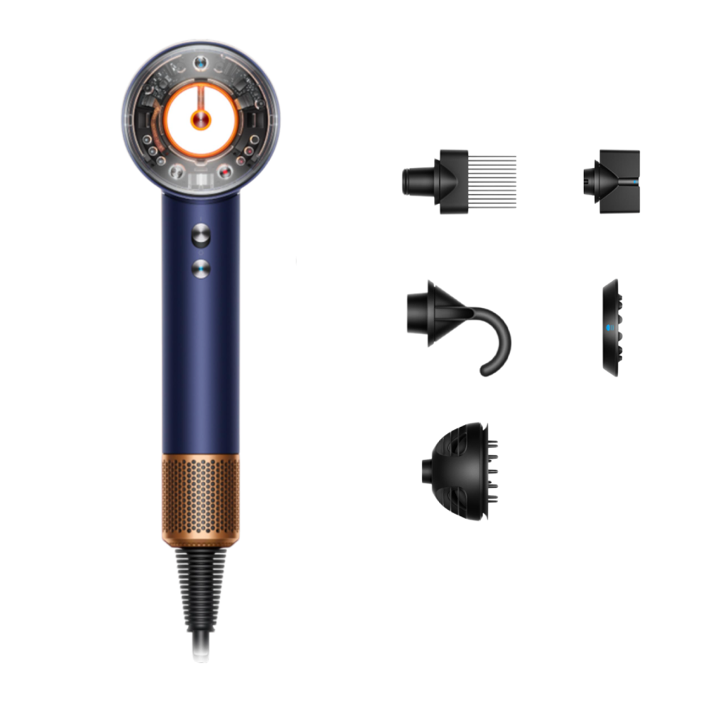 Фен Dyson HD16 Supersonic Nural Hair Dryer Curly+Coily (Prussian Blue/Rich Copper) (2025) Фен для волос цвета «берлинская лазурь/насыщенная медь». Подходит для кудрявых (с любой упругостью завитков) и волнистых волос любой длины