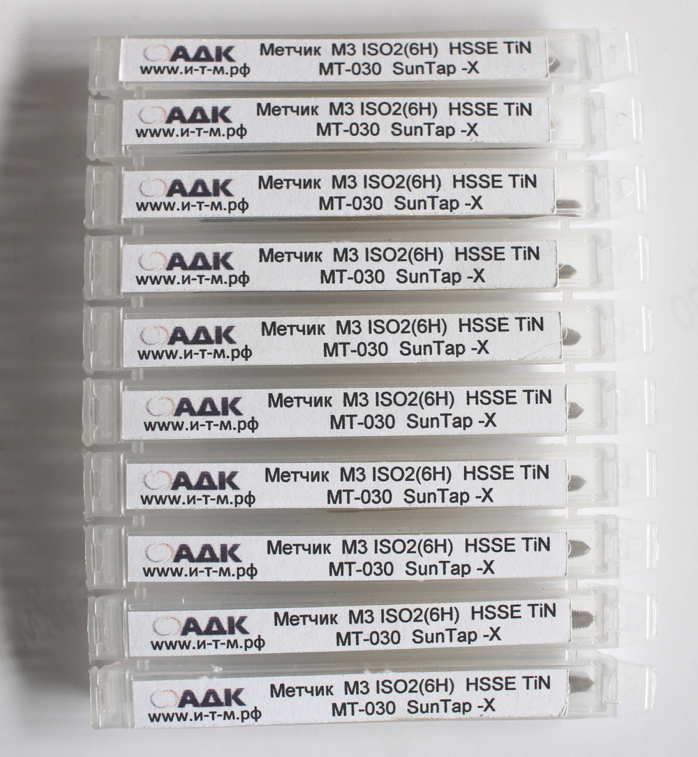 Метчик M3 DIN371 ISO2(6H) HSSE TiN MT-030 SunTap -X