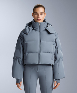 Oysho Легкий водонепроницаемый короткий пуховик Minardi Piume SKI, серо-голубой