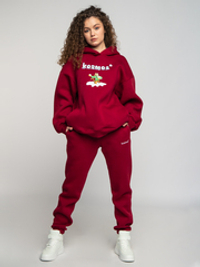 Брюки джоггеры женские бордовые с начесом