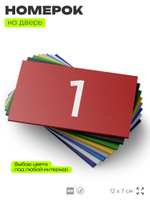 Табличка с номером 1 на дверь квартиры, для офиса, кабинета, аудитории, склада, красная 120х70 мм, Айдентика Технолоджи