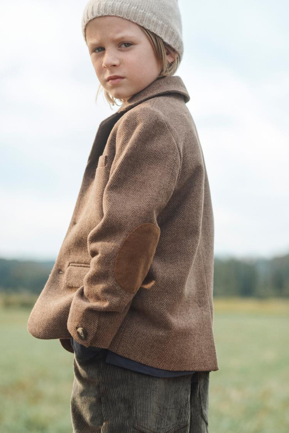 ZARA БЛЕЙЗЕР ИЗ СМЕСОВОЙ ШЕРСТИ, КОРИЧНЕВЫЙ