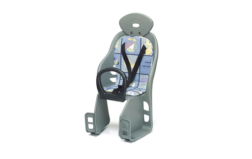 Кресло детское заднее, крепление на багажник, max 18кг, подголовник, рукоятка для ребёнка, пластик, синее