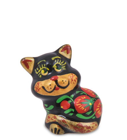 ГЛ-966 Фигурка «Кот-Лапик» хохлома (Гжельский фарфор)