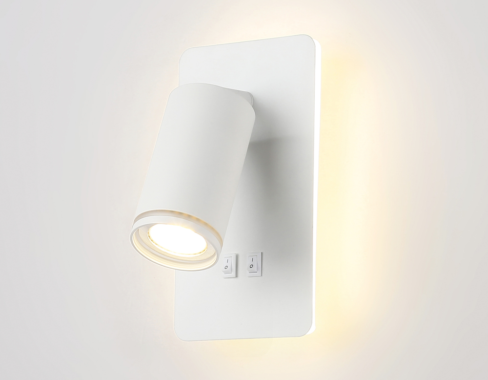 Светильник светодиодный настенный с выключателем FW2465 WH белый LED 4200K 9W 185*105*150
