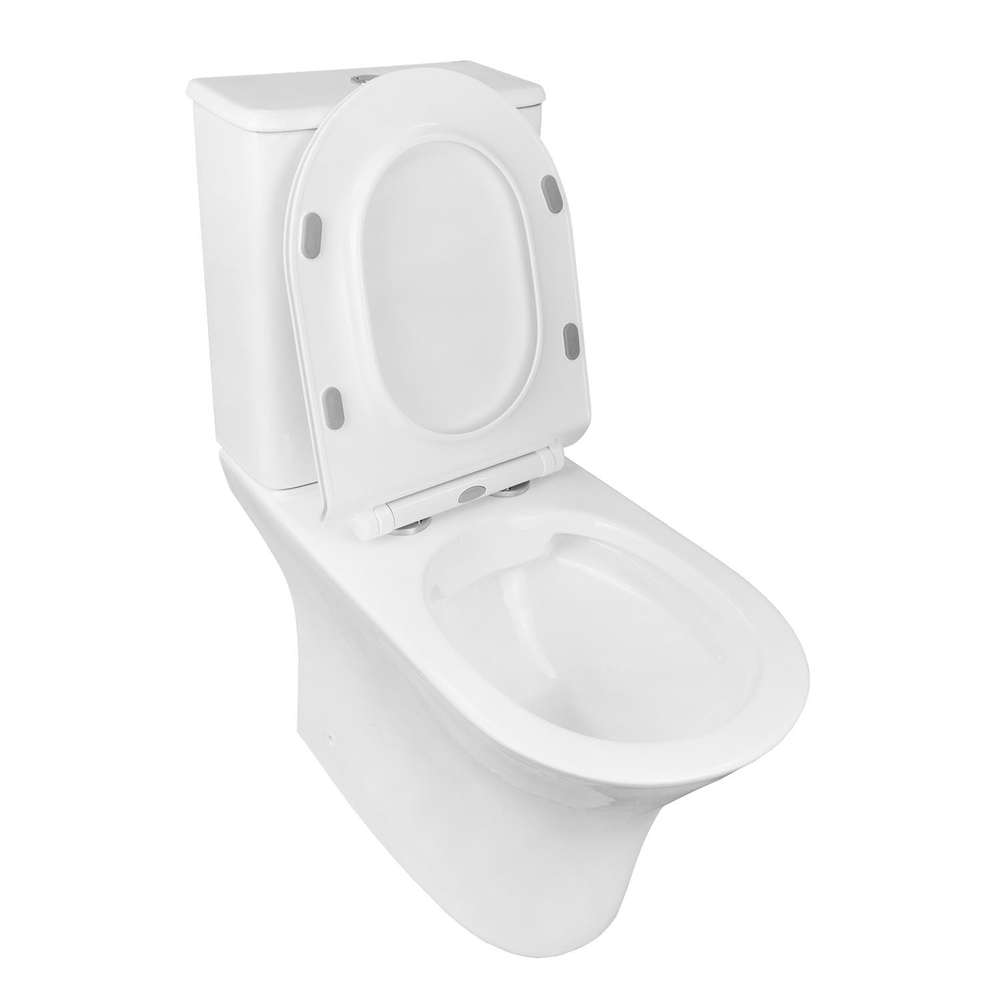 Унитаз-компакт безободковый Azario Fretta Round AZ-7121-G с крышкой-сиденьем микролифт, белый