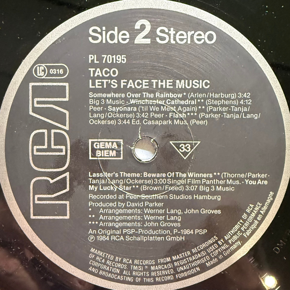 Taco ‎– Let's Face The Music (Германия 1984г.)