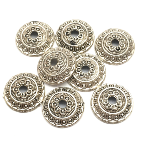 Шапочки для бусин 14х4 мм, под серебро