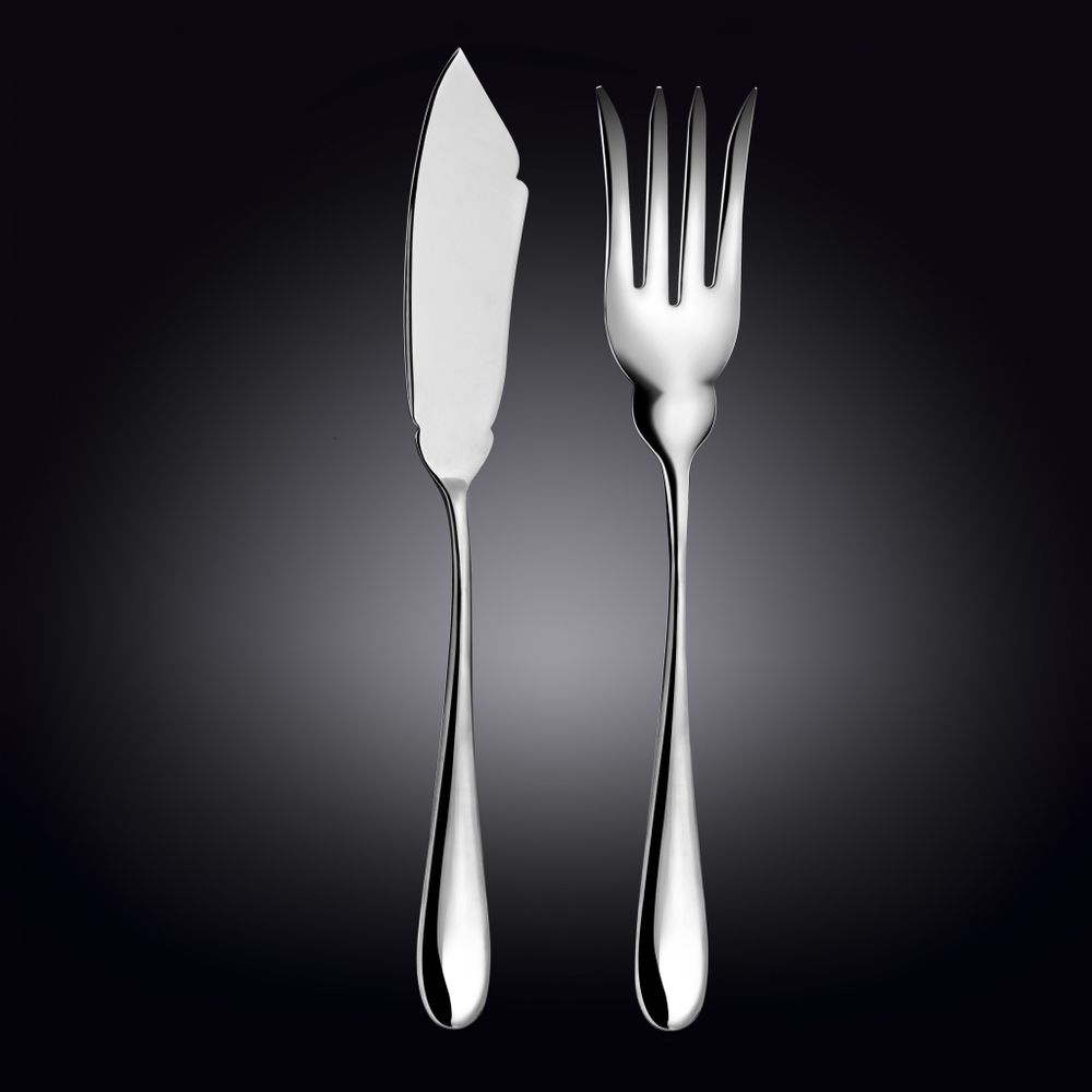 Набор нож сервировочный для рыбы, вилка сервировочная для рыбы 28 и 26,5 см WL‑999133/2C