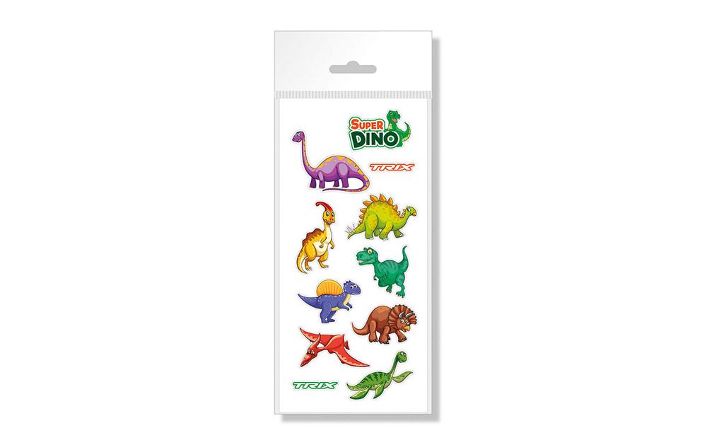 Наклейки TRIX Super Dino детские, лист 98 х 210мм, в индивидуальной упаковке