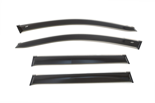 Дефлекторы боковых окон Cobra Tuning на Volkswagen Touareg 1 2003-2007, 2007 широкие хромированный молдинг арт.VE21903CR