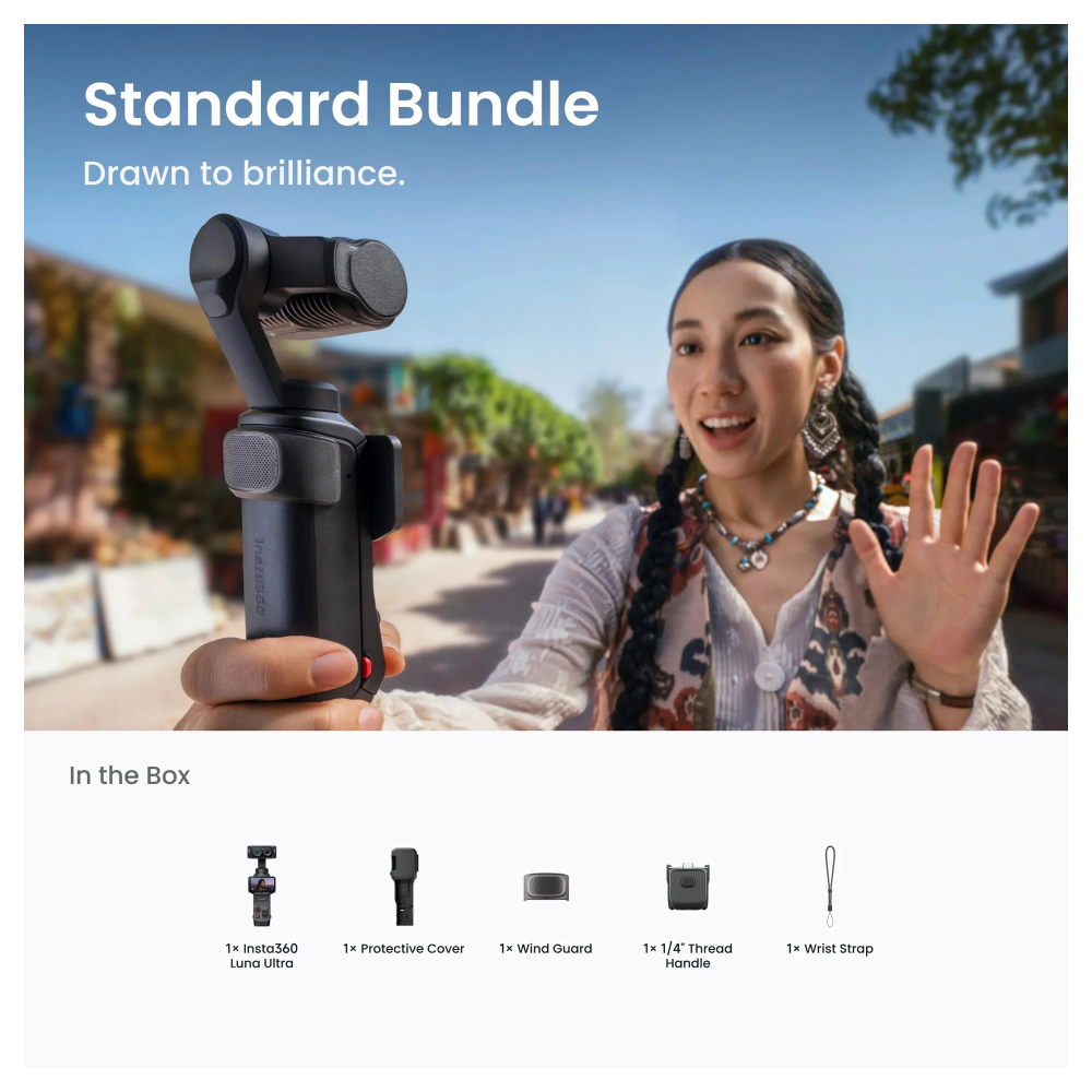 Камера с 3-осевым подвесом Insta360 Luna Ultra Cosmic Black Standard Bundle