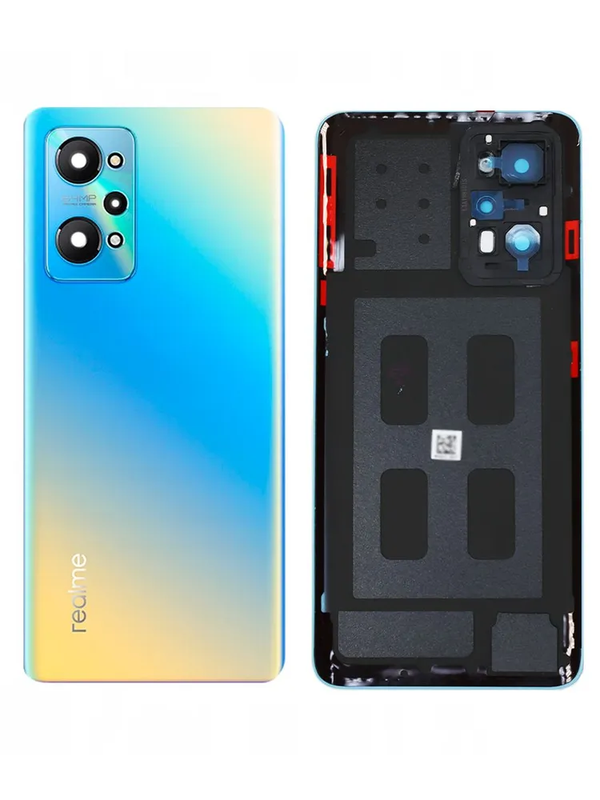 Задняя крышка для Realme GT NEO 2 синяя (Blue) со стеклом камеры