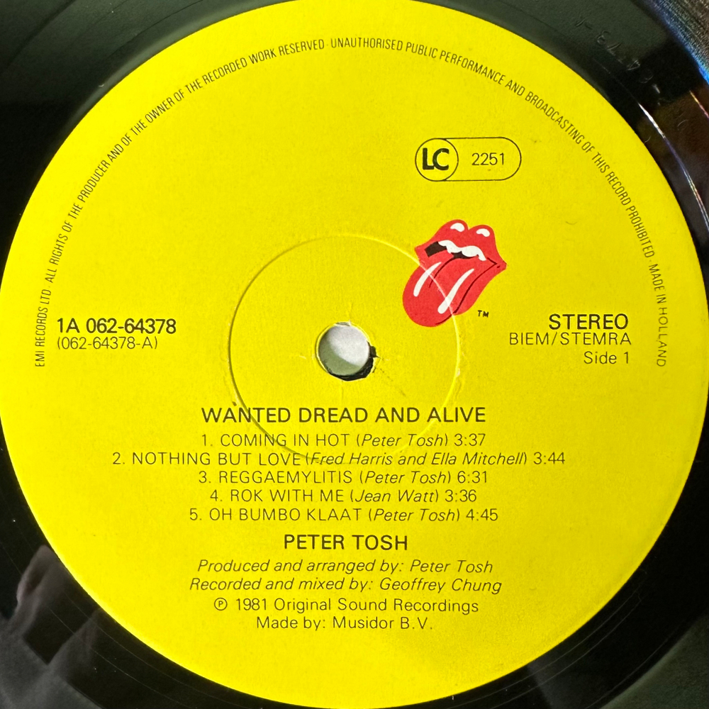 Peter Tosh ‎– Wanted Dread & Alive (Голландия 1981г.)