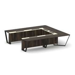 Steel Meet Стол переговорный П-образный KMK-PR.B.SP-11P Дуб Мали/Ваниль Глянец/Металл Черный 3200*32