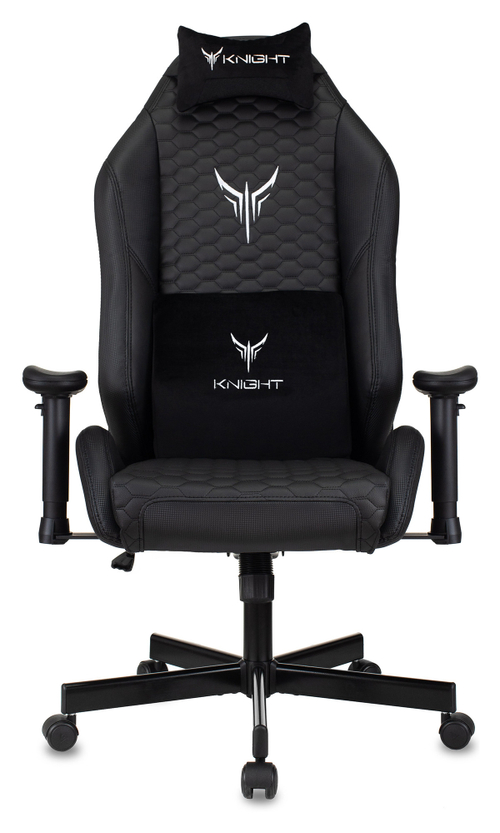 Кресло игровое Knight Neon черный соты эко.кожа с подголов. крестов. металл
