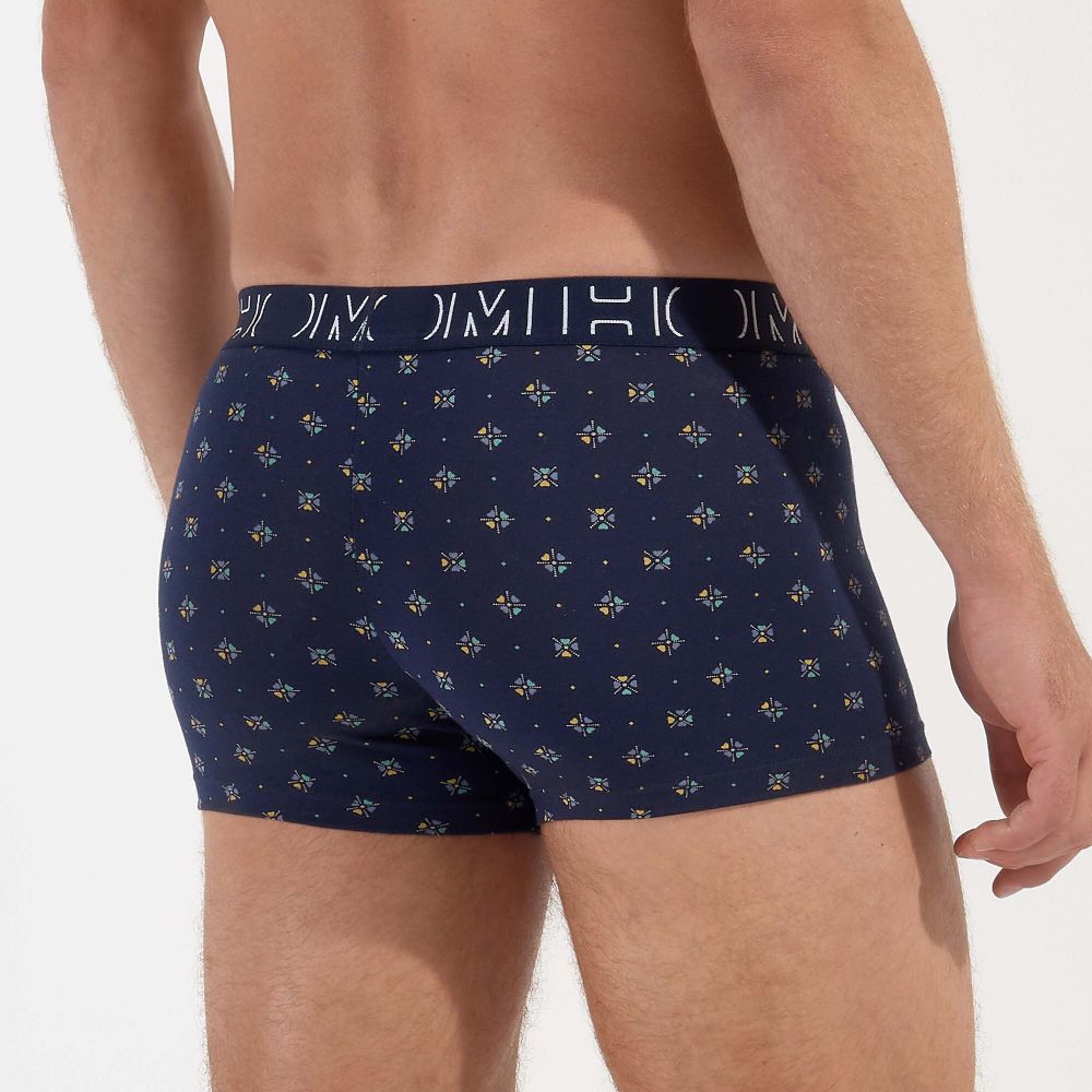 Мужские трусы боксеры набор из 2-х штук (темно-синие, темно-синие с принтом) HOM DAVIDE #2 Boxer Briefs 2p 402809_40D012