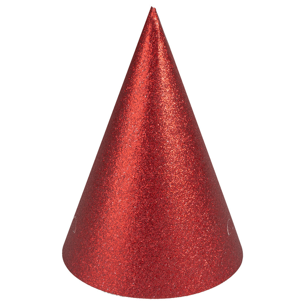 Колпаки, Красный, с блестками, 16 см, 6 шт. в упак. ,