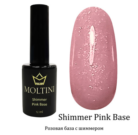 Каучуковая камуфлирующая база Moltini Shimmer Pink Base Strong, 12 ml