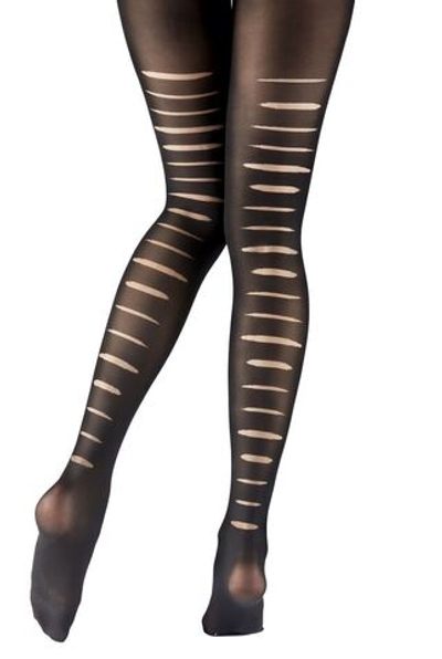 Стильные колготки с эффектом рванных полос (Размер: S-M-L) (Цвет: черный)