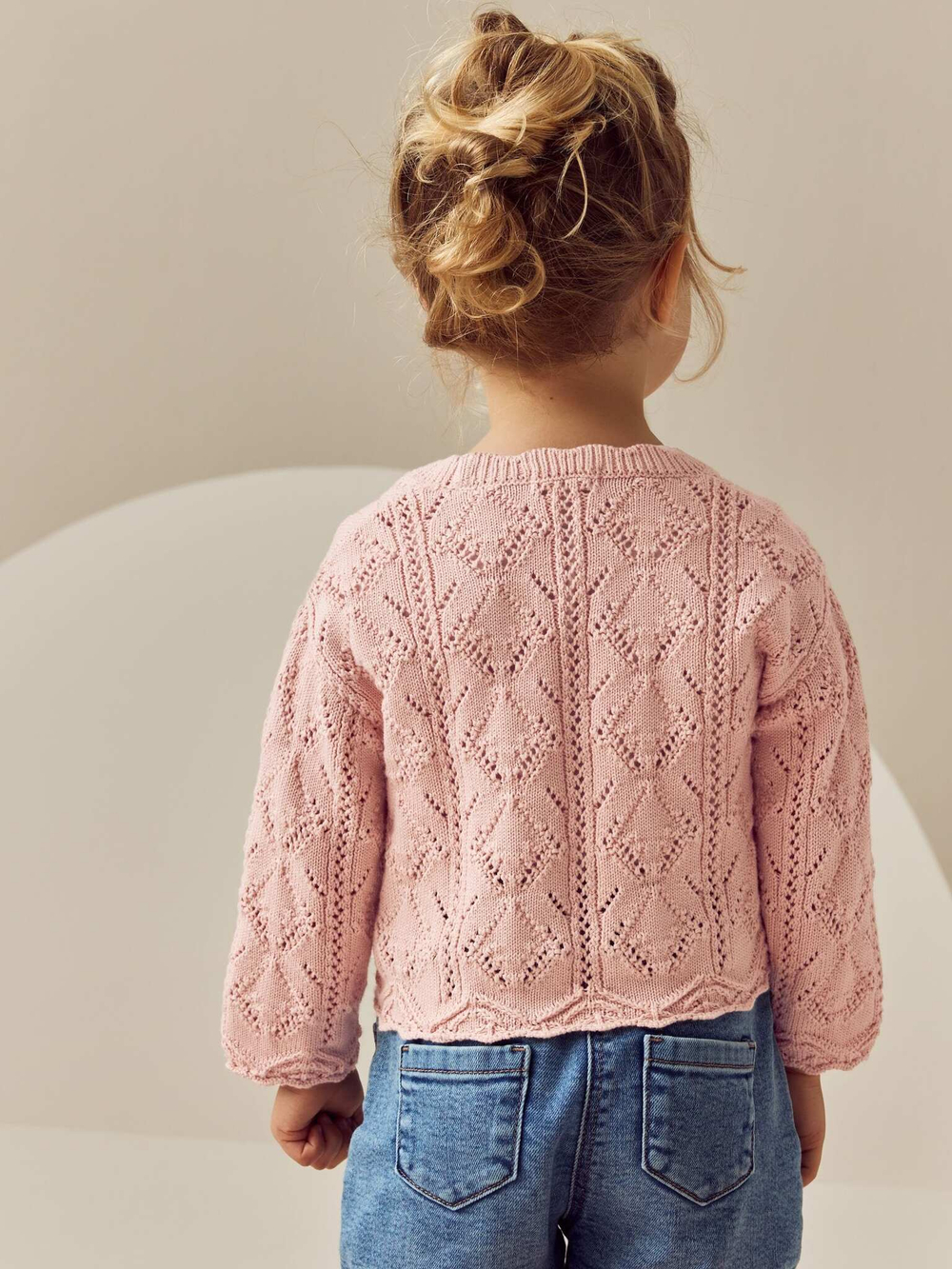 Кардиган вязаный для девочки Next E25-149, Розовый