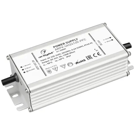 Блок питания ARPV-UH24120-PFC (24V, 5.0A, 120W) (Arlight, IP67 Металл, 7 лет) 028085