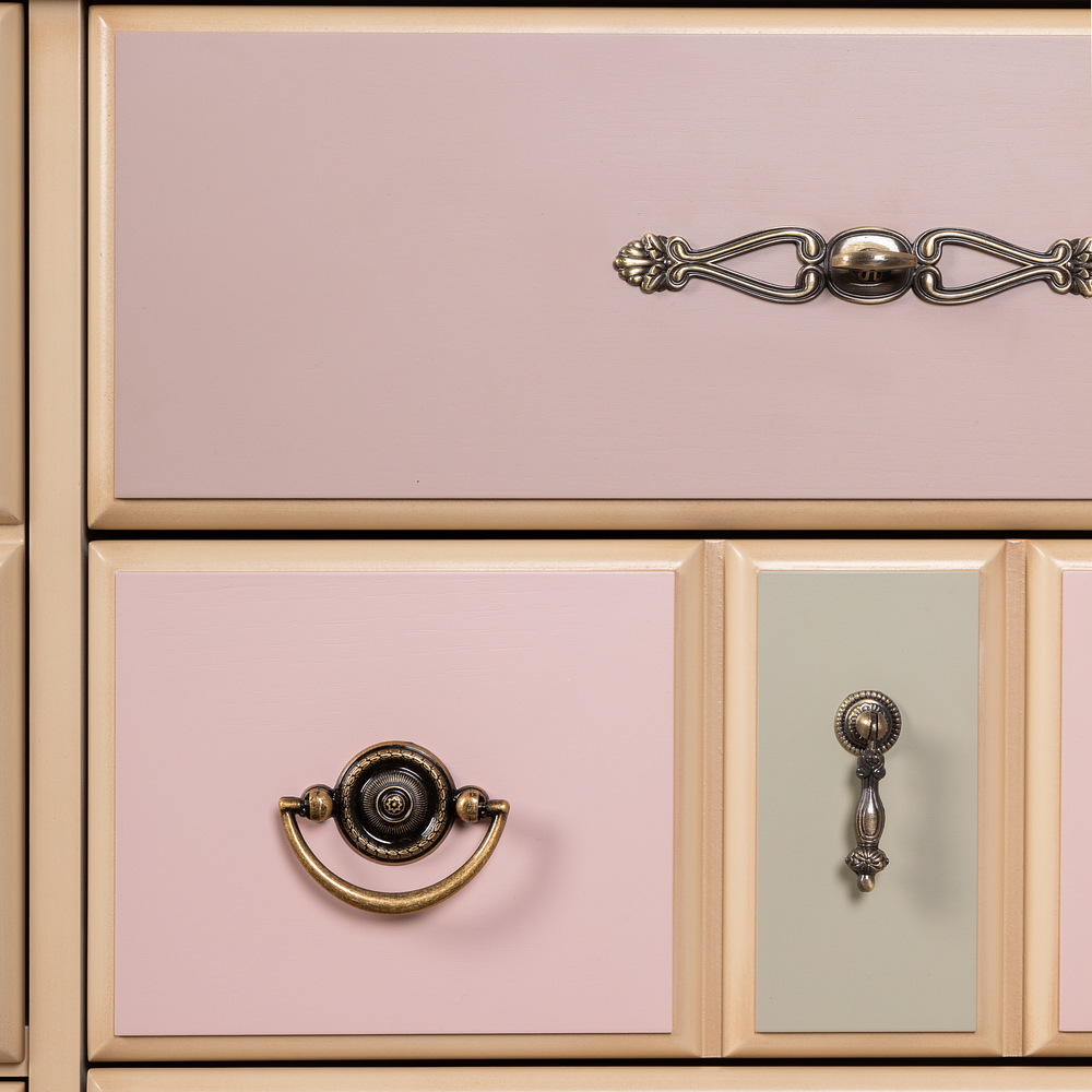 Комод Пандора - 2 с 4 ящиками и 2 полками Айвори Акварель