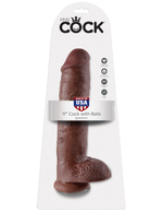 Фаллоимитатор-гигант на присоске с мошонкой коричневый King Cock 11" Cock with Balls Brown (Цвет: коричневый)