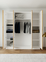 Шкаф для одежды 200х58х215, Miraj, распашной, с дубовыми ручками, белый, Dipriz