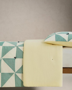 ZARA HOME ДЕТСКОЕ ОДЕЯЛО В СТИЛЕ ПЭЧВОК, ЗЕЛЕНЫЙ