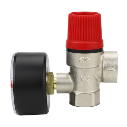 Клапан предохранительный VARMEGA 1/2" ВР-ВР, 6 бар, мембранный, с манометром, VM16617