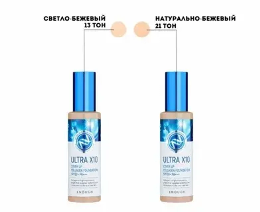 Увлажняющий тональный крем Enough Ultra X10 Cover Up Collagen Foundation SPF50+ PA+++ тон 21