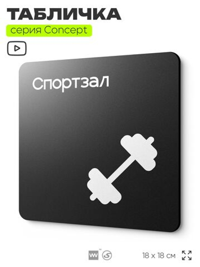 Табличка Спортзал, на дверь и стену, навигационная и информационная, серия CONCEPT, 18х18 см, Айдентика Технолоджи