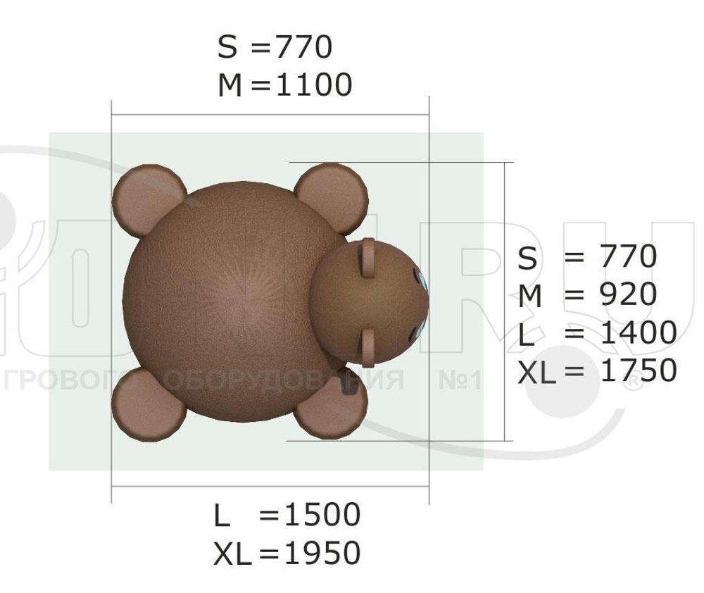 Резиновая фигура 3D Мишка для детских площадок