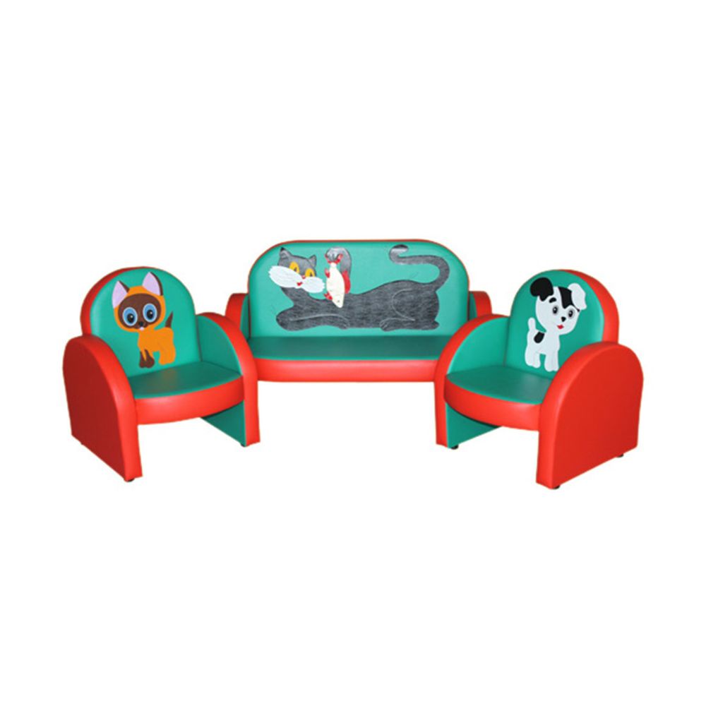 Комплект мягкой игровой мебели «Малыш с аппликацией» зелено-красный