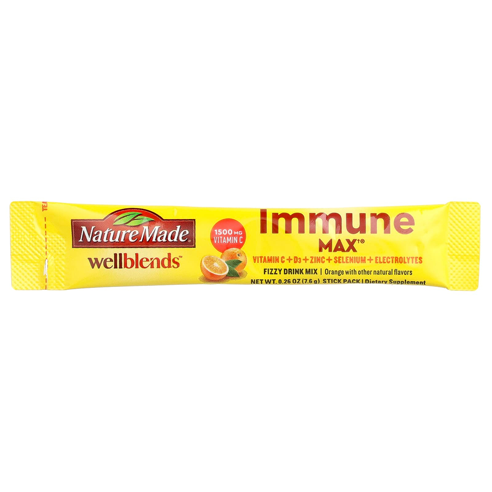 Nature Made, Wellblends™, Immune Max®, со вкусом апельсина, 30 пакетиков по 7,6 г (0,26 унции)