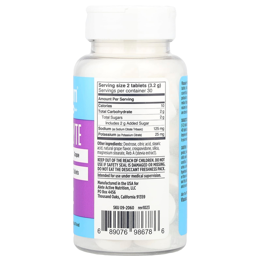 Vitassium, Electrolyte Fastchews®, виноград, 60 жевательных таблеток