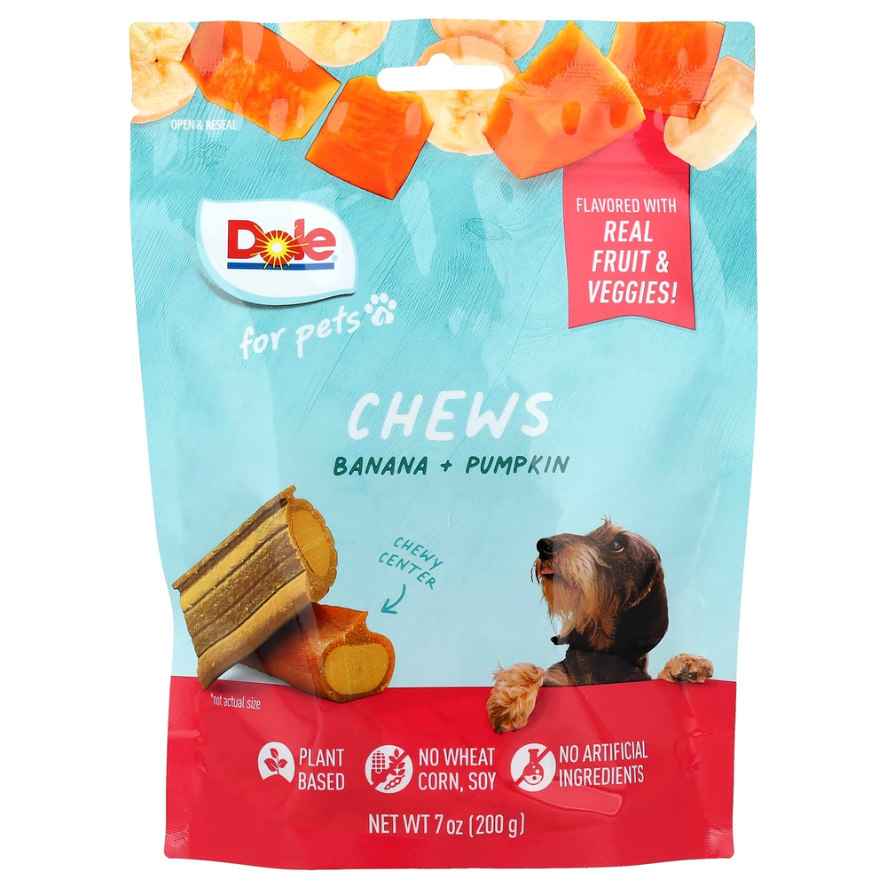 Dole for Pets, жевательные таблетки с бананом и тыквой, 200 г (7 унций)