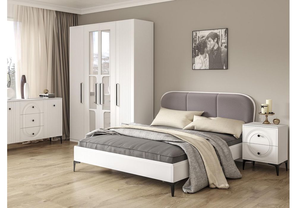 Шкаф Вестра с зеркалом белый шагрень