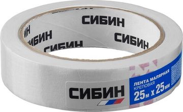 СИБИН 25 мм х 25 м, креповый, малярный скотч (12111-25)