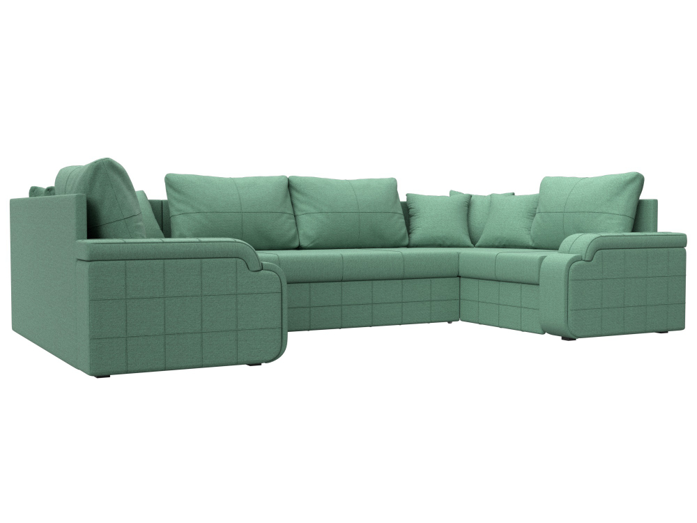 Диван П-образный Николь, Амур 11 зеленый, Рогожка, 125912