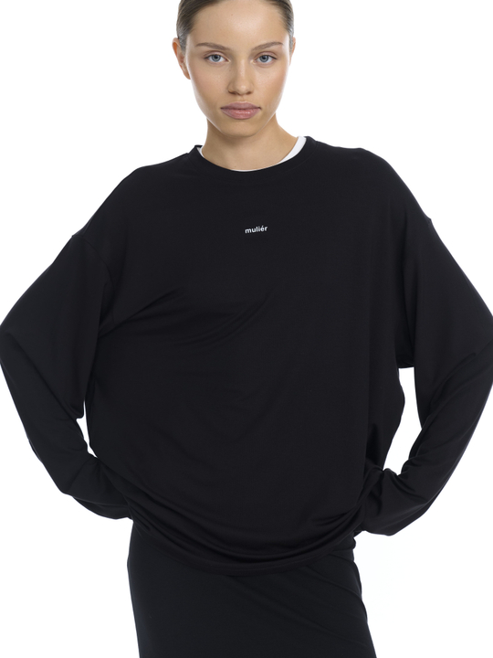 Лонгслив оверсайз черный