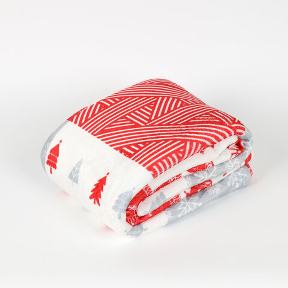 Плед новогодний 150х200 см, "Лоскутки", полиэстер, 210 г/м2, ЗОЛОТАЯ СКАЗКА, 592531