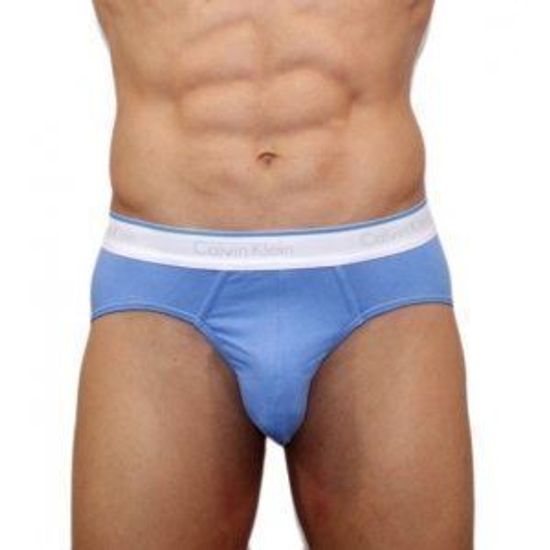 Мужские трусы брифы синие с белой резинкой Calvin Klein
