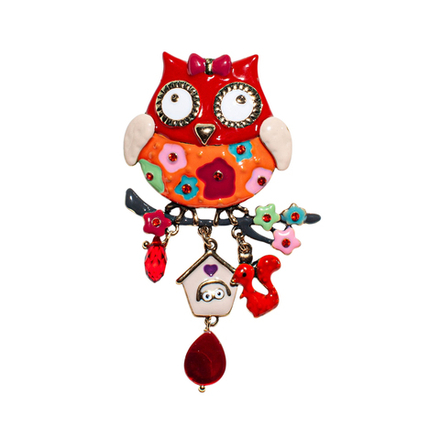 Брошь Shadore Сова с домиком XZ5500.9 R/G